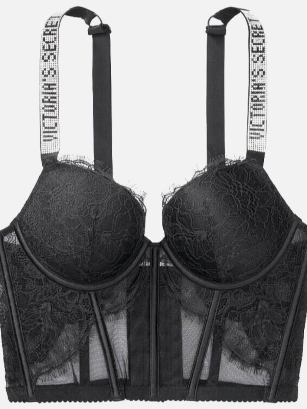 Victoria's Secret Very Sexy Shine Strap Push-Up Corset Top Bra Black 32DD NEW